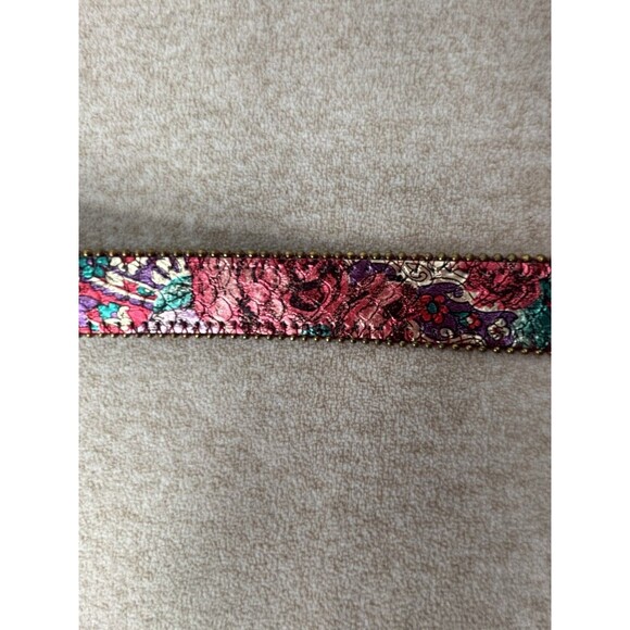 VTG Y2k Elite Freso Belt Leather Multicolor Brass Buckle Waist Women Size Medium - Picture 3 of 11